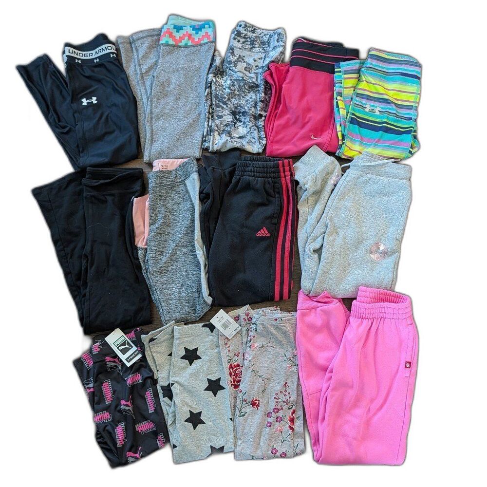 Girls Lot of Athletic Leggings/Sweatpants Under Armour Nike Adidas Athleta Sz M